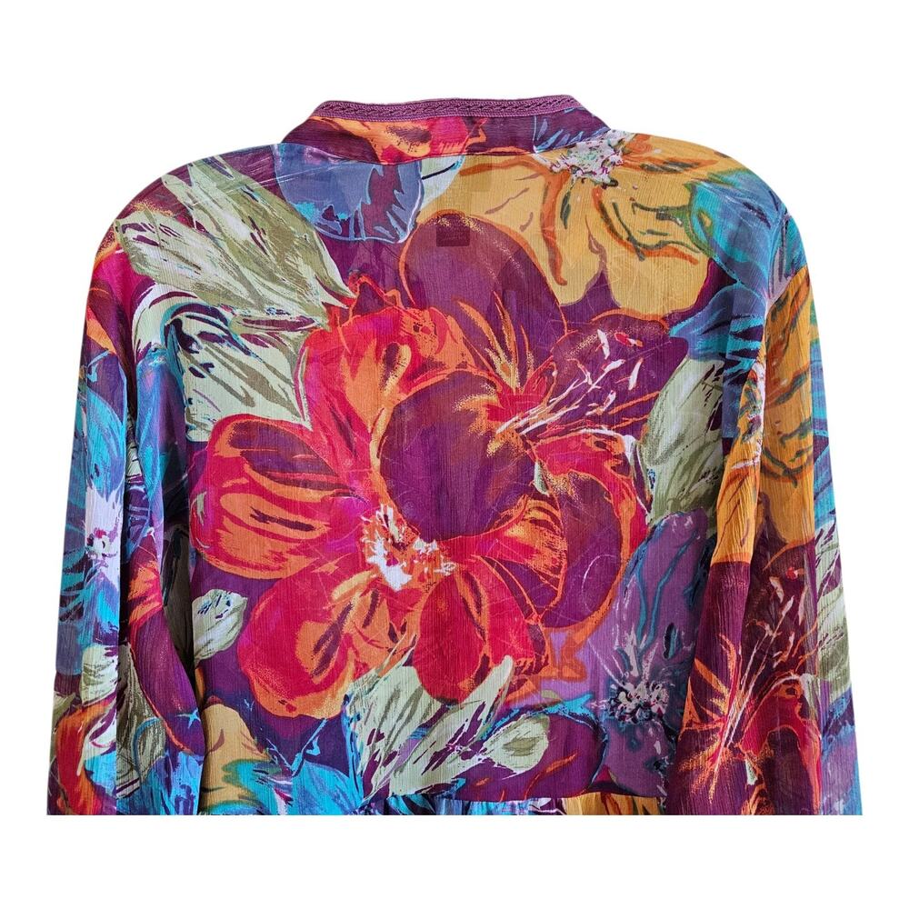 LANE BRYANT Plus 22 24 Babydoll Blouse Semi Sheer Multicolor Embellished Bust 50 - Picture 7 of 8